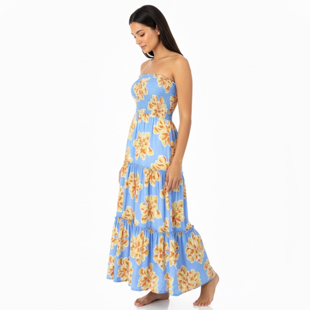Abel The Label Anthropologie Strapless Periwinkle Maxi Dress